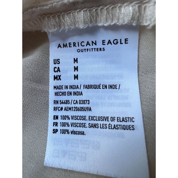 American Eagle Mini Sun Baby Doll Dress Womens Small Smocked Back Lace-Up Front - Picture 4 of 12